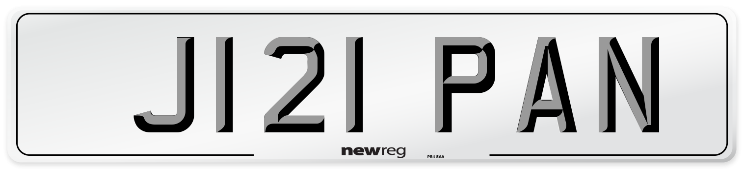 J121 PAN Number Plate from New Reg
